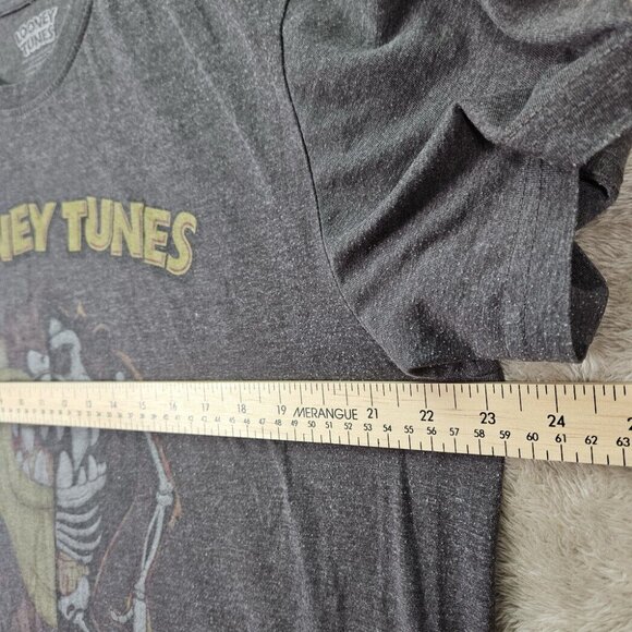 Looney Tunes Tasmanian Devil X Ray Taz Big Head T-Shirt Men's Size L Gray Retro - Picture 3 of 10